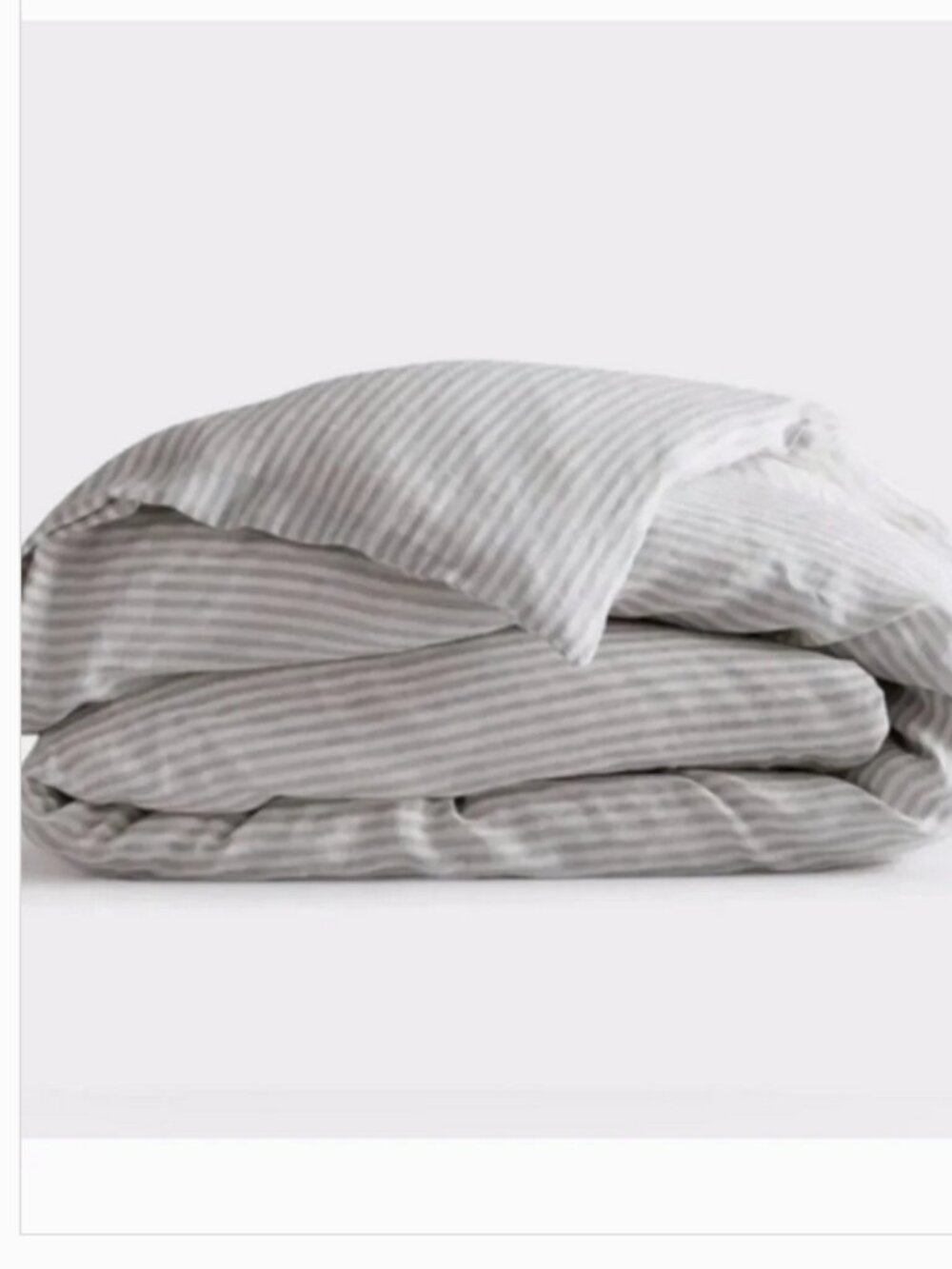 Quince European Linen Duvet Queen Cover in Grey & White Stripe - Picture 4 of 4